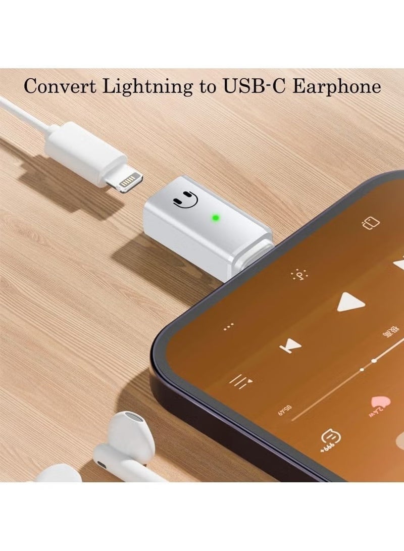 الفضاء الرقمي محول من USB C إلى لايتنينج، 1 قطعة من سبائك الألومنيوم محول صوتي، أداپتر لتوصيل لايتنينج بمنفذ USB C لسلسلة آيفون 15-17، محول لسماعات الرأس أبيض و محول لسماعات الأذن - Image 5
